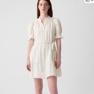 GAP Crinkle Gauze Mini Dress, new off white, S Tall